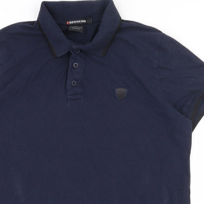 Redskins Mens Blue  Cotton  Polo Size XL Collared Button