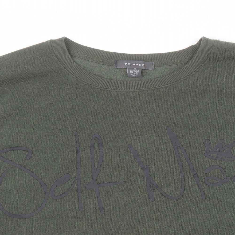 Primark Womens Green  Viscose Pullover Sweatshirt Size M  Pullover - 'Self Made'