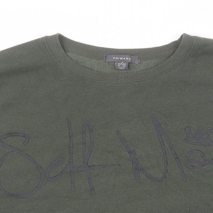 Primark Womens Green  Viscose Pullover Sweatshirt Size M  Pullover - 'Self Made'