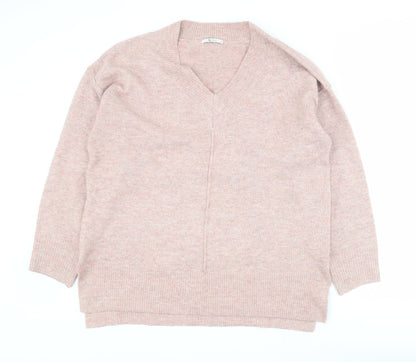 TU Mens Pink V-Neck  Acrylic Pullover Jumper