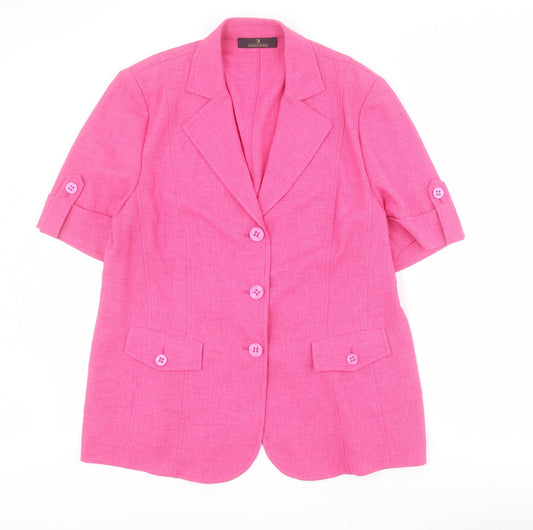 Eugen Klein Womens Pink  Polyester Basic Button-Up Size 16 Collared