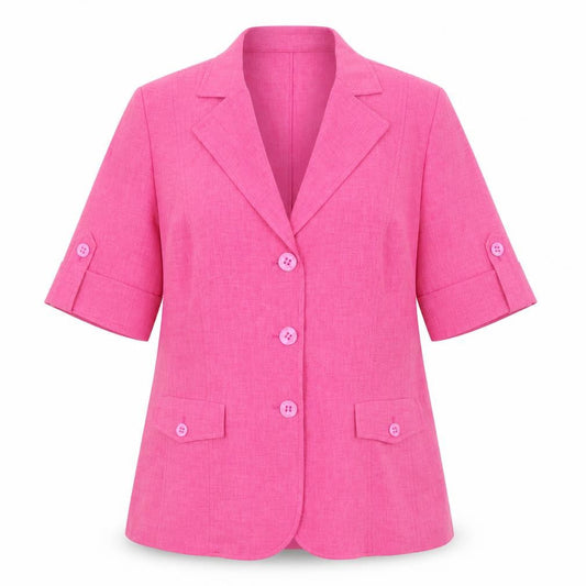 Womens UK Size 16 Eugen Klein Pink Basic Button-Up