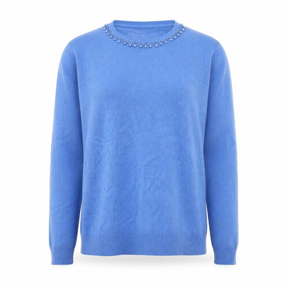 Paramour Womens Blue Round Neck  Acrylic Pullover Jumper Size L