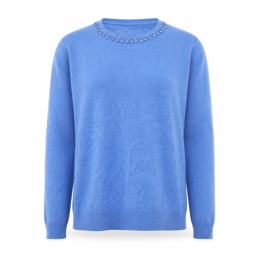 Paramour Womens Blue Round Neck  Acrylic Pullover Jumper Size L