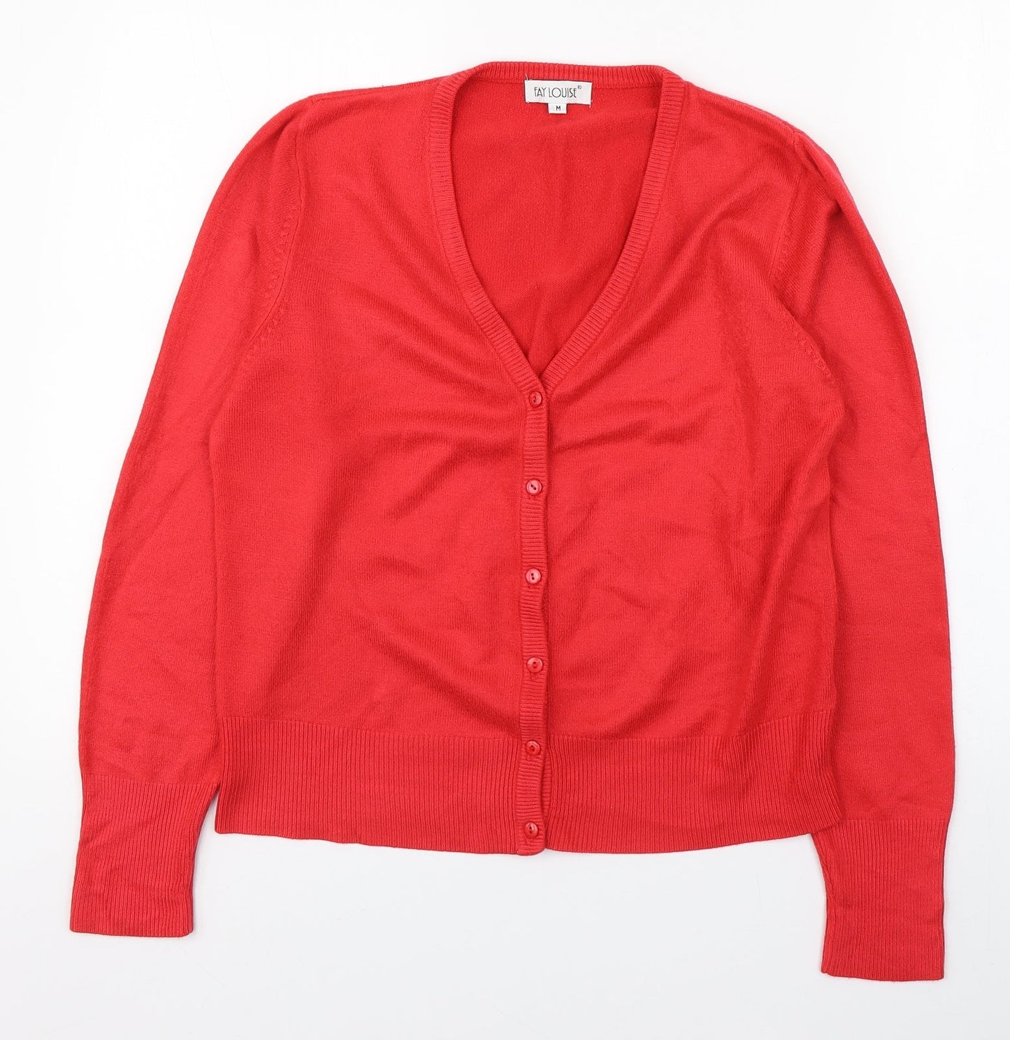 Womens UK Size M Fay Louise Red Cardigan Jumper