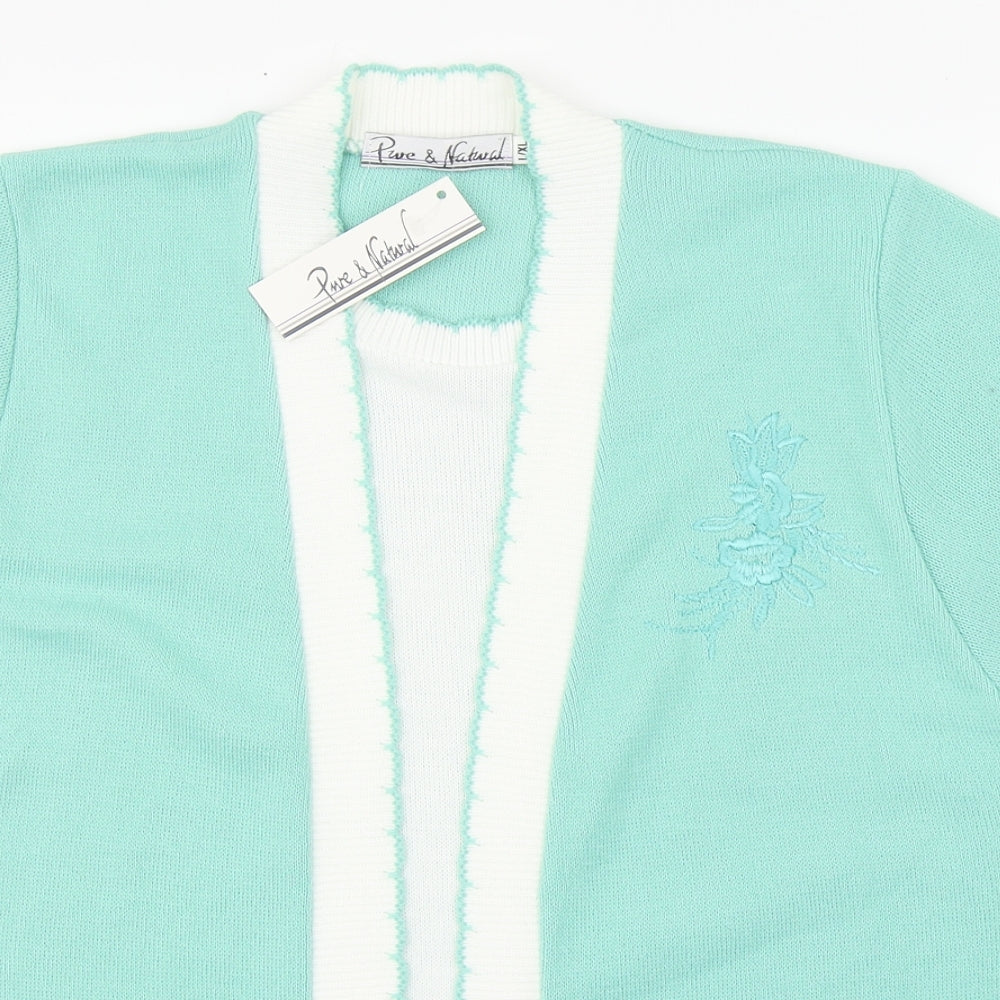 Womens UK Size L Pure & Natural Green Cardigan Jumper