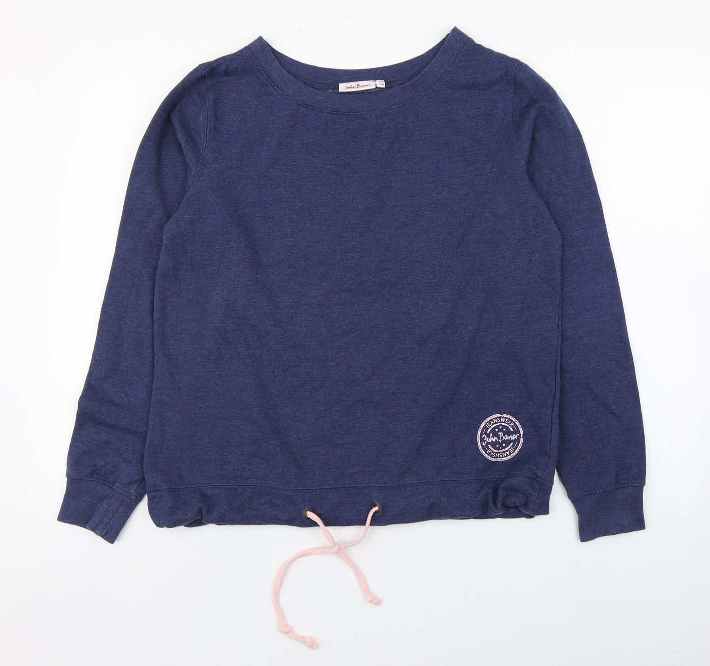 John Baner Womens Blue Round Neck  Cotton Pullover Jumper Size 10