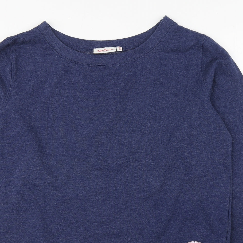 John Baner Womens Blue Round Neck  Cotton Pullover Jumper Size 10