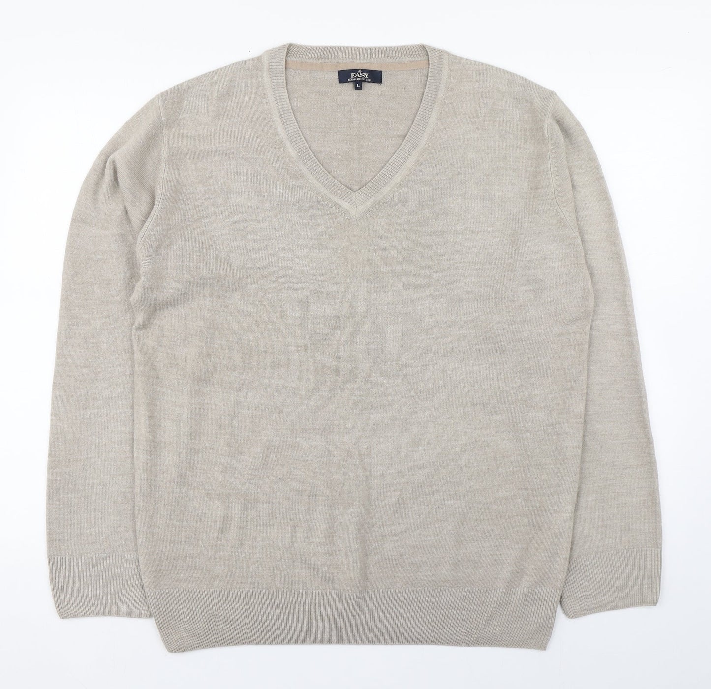 Matalan Mens Beige V-Neck  Acrylic Pullover Jumper Size L