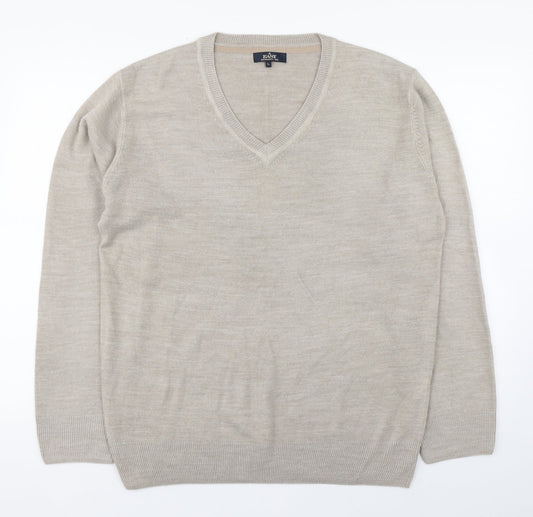 Matalan Mens Beige V-Neck  Acrylic Pullover Jumper Size L