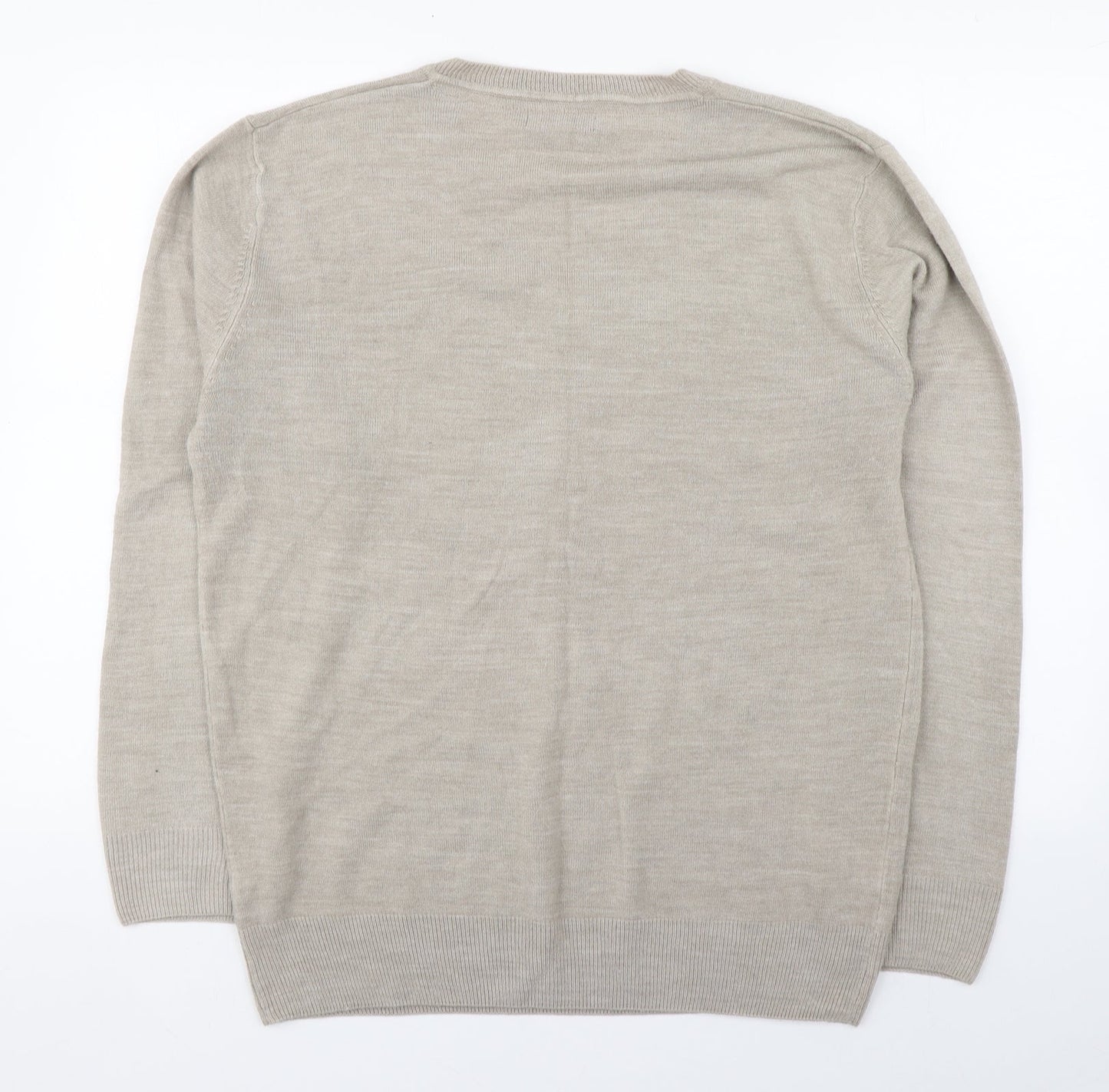 Matalan Mens Beige V-Neck  Acrylic Pullover Jumper Size L