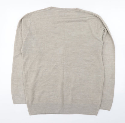 Matalan Mens Beige V-Neck  Acrylic Pullover Jumper Size L