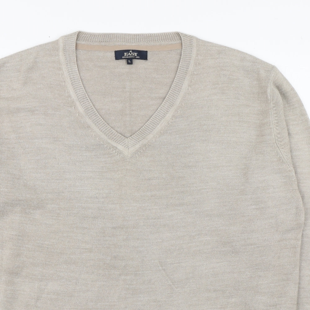 Matalan Mens Beige V-Neck  Acrylic Pullover Jumper Size L