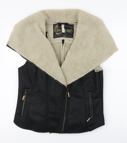 Denim Co Womens Black   Gilet Coat Size 14  Zip - Faux Leather