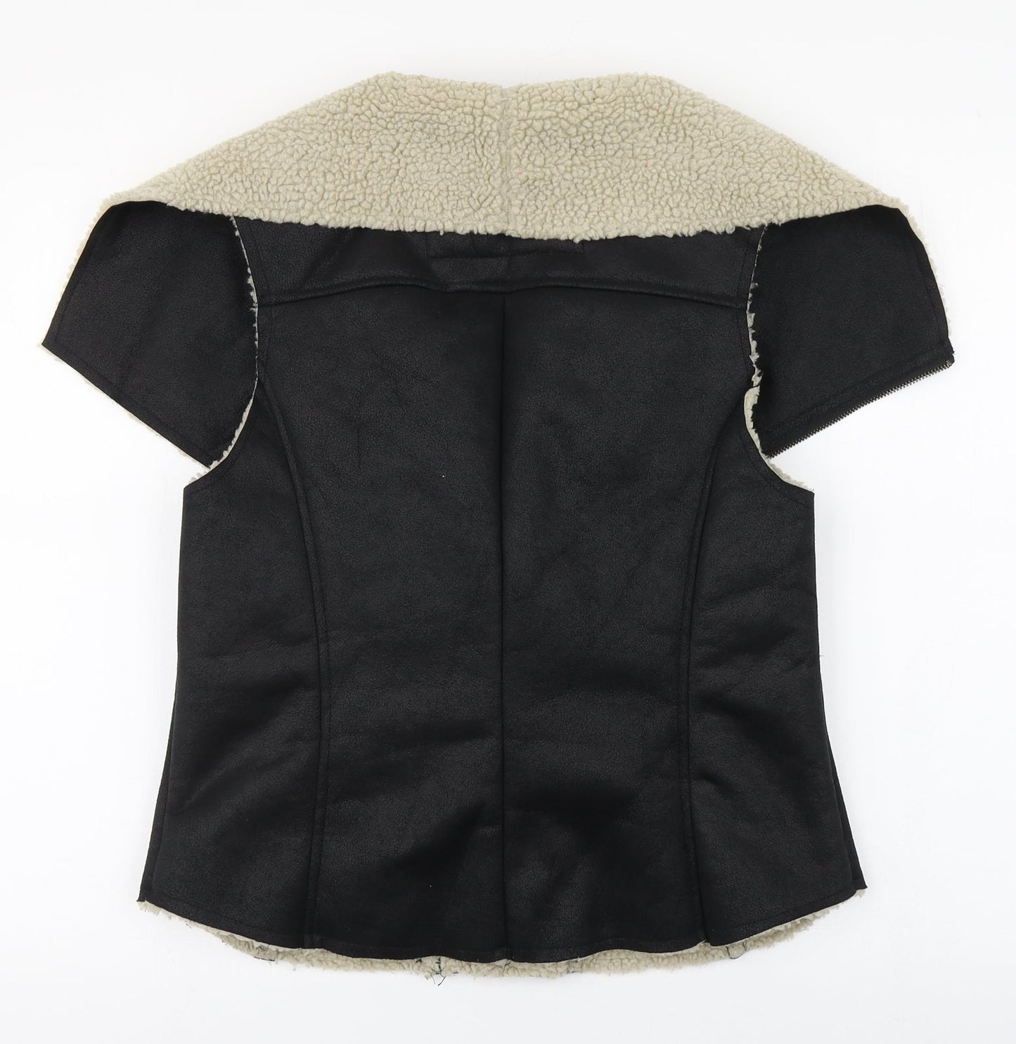 Denim Co Womens Black   Gilet Coat Size 14  Zip - Faux Leather