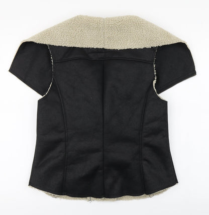 Denim Co Womens Black   Gilet Coat Size 14  Zip - Faux Leather