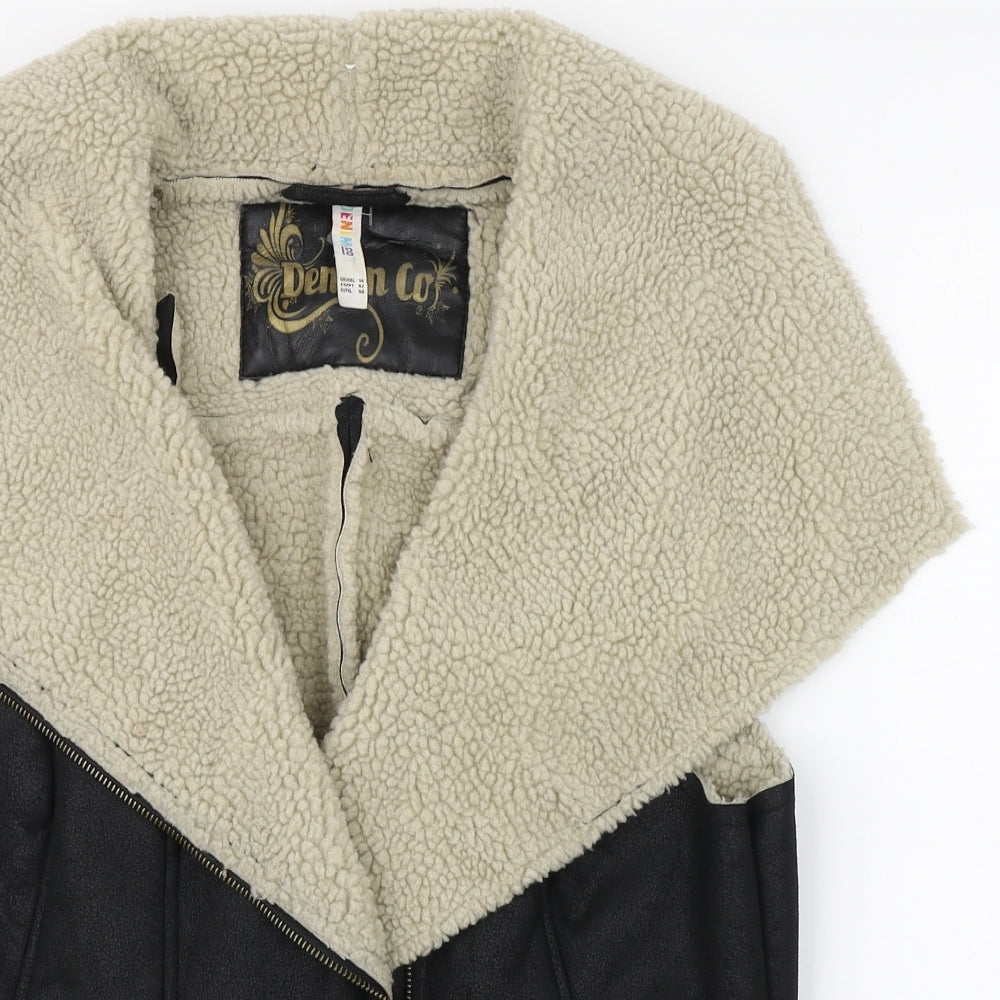 Denim Co Womens Black   Gilet Coat Size 14  Zip - Faux Leather