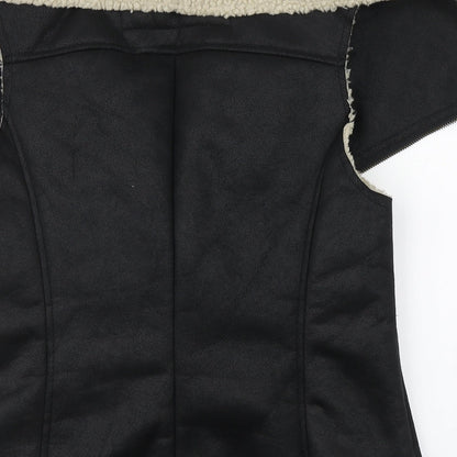Denim Co Womens Black   Gilet Coat Size 14  Zip - Faux Leather