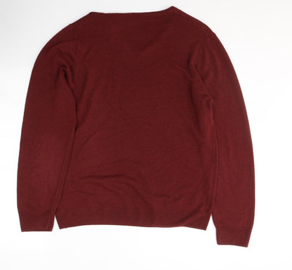 Marks and Spencer  Mens Red V-Neck  Acrylic Pullover Jumper Size L