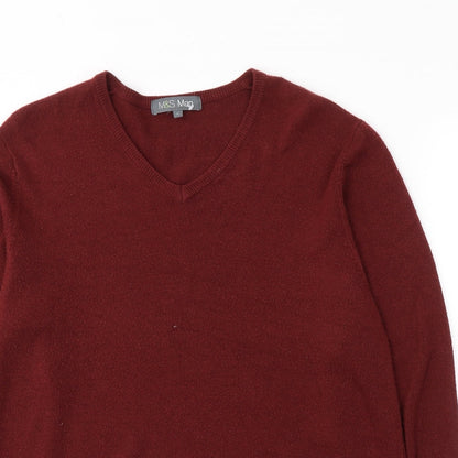 Marks and Spencer  Mens Red V-Neck  Acrylic Pullover Jumper Size L