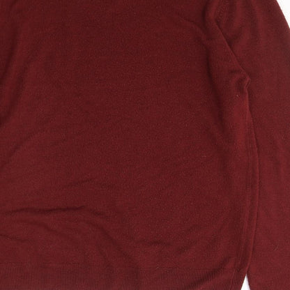 Marks and Spencer  Mens Red V-Neck  Acrylic Pullover Jumper Size L