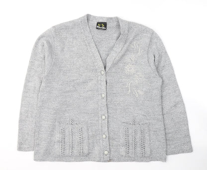 Womens UK Size S Florida Grey Cardigan Jumper
