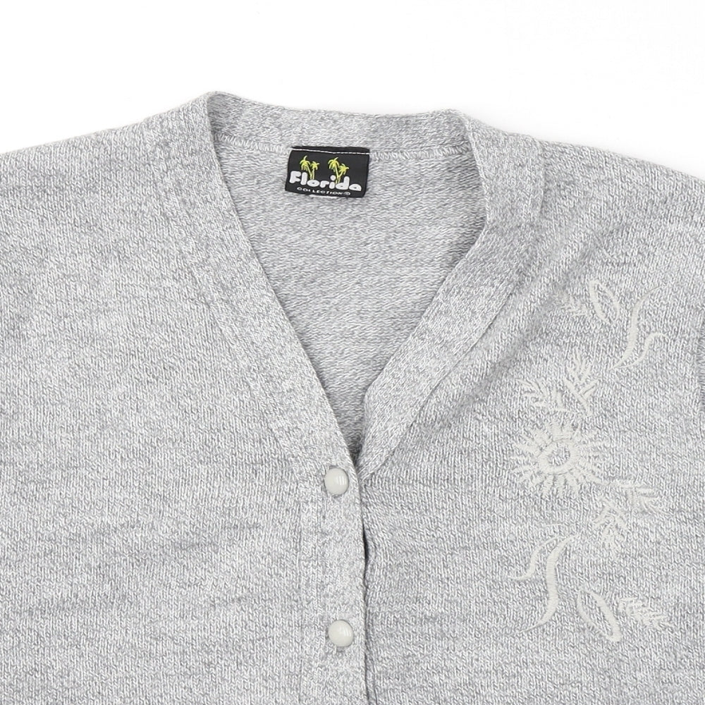 Womens UK Size S Florida Grey Cardigan Jumper
