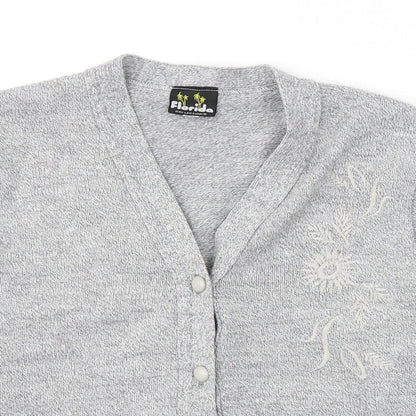 Womens UK Size S Florida Grey Cardigan Jumper