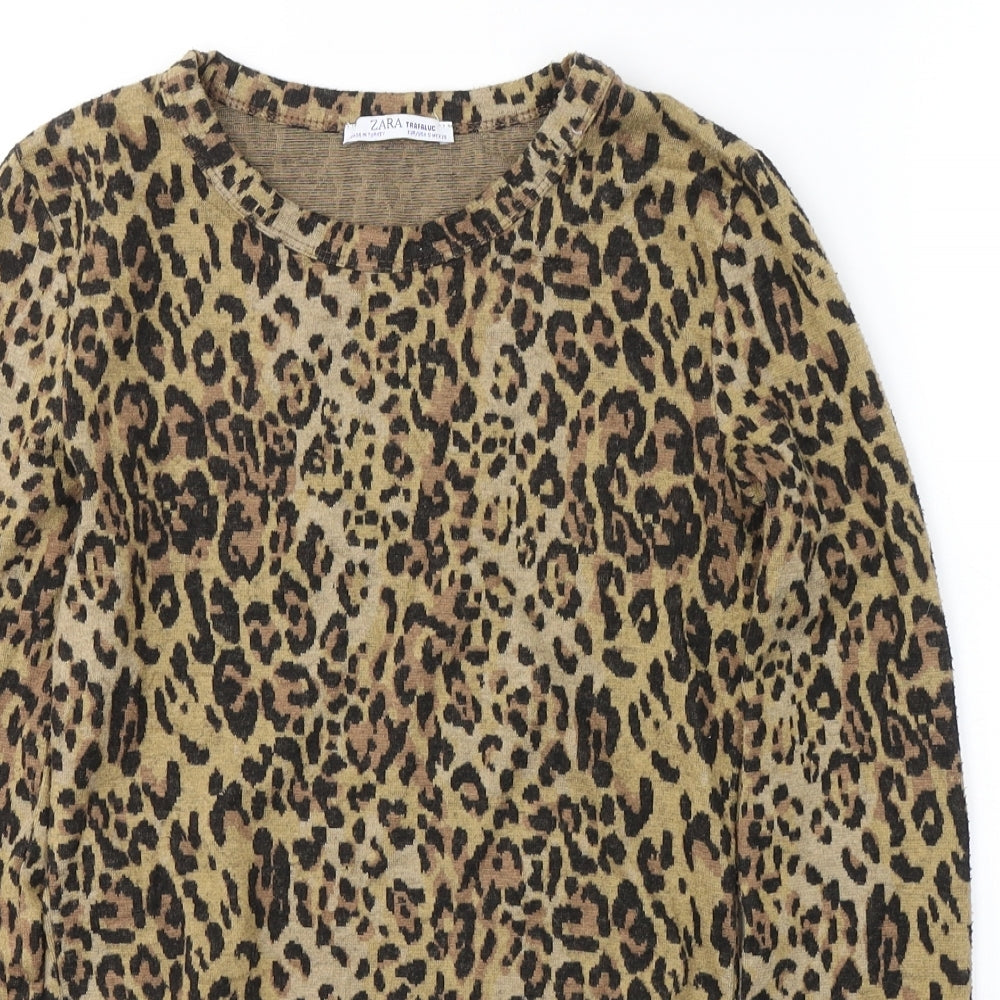 Womens UK Size S Zara Beige Cropped Blouse
