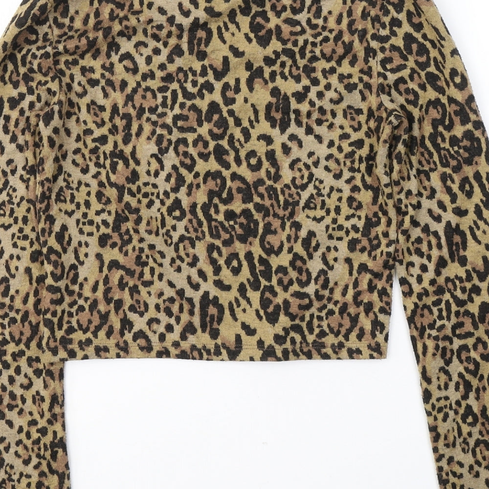 Womens UK Size S Zara Beige Cropped Blouse