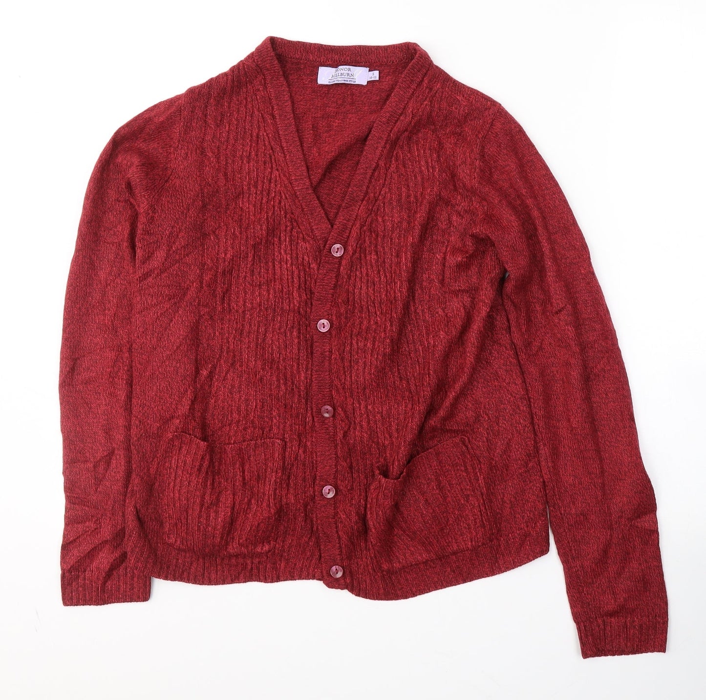 Womens UK Size 10 EWM Red Cardigan Jumper