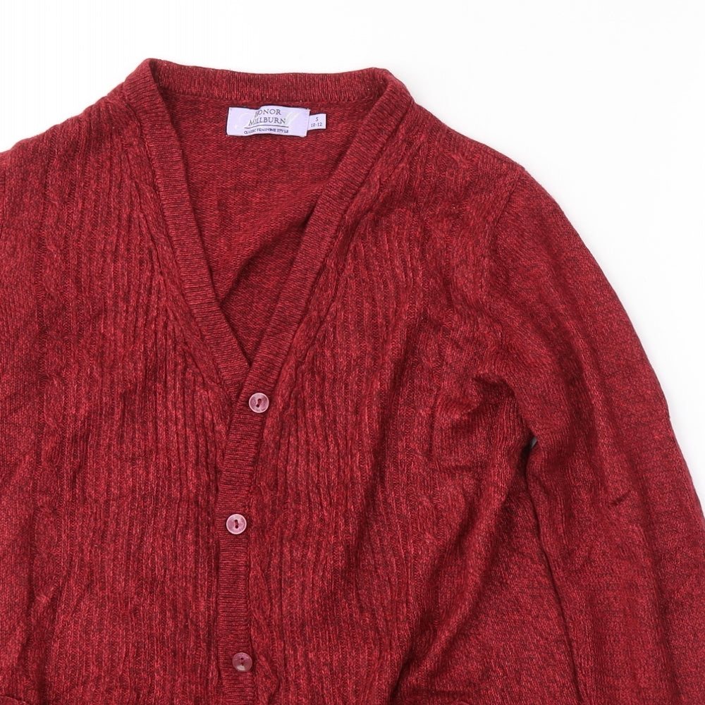 Womens UK Size 10 EWM Red Cardigan Jumper