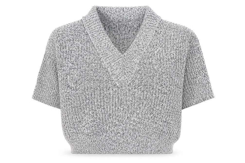 Front view of H&M women’s white v-neck cotton jumper, size M, - side slits