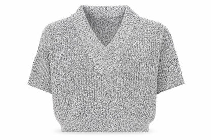 Front view of H&M women’s white v-neck cotton jumper, size M, - side slits