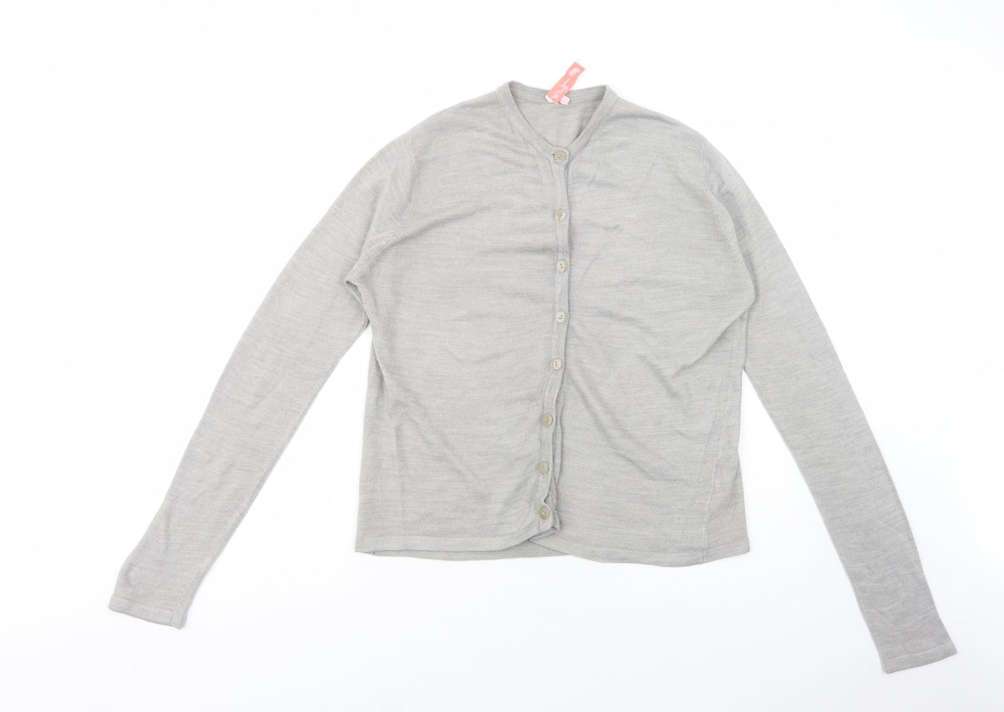 MF Couture Womens Grey Crew Neck  Acrylic Cardigan Jumper Size 16