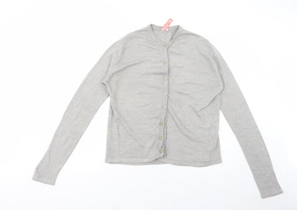 MF Couture Womens Grey Crew Neck  Acrylic Cardigan Jumper Size 16