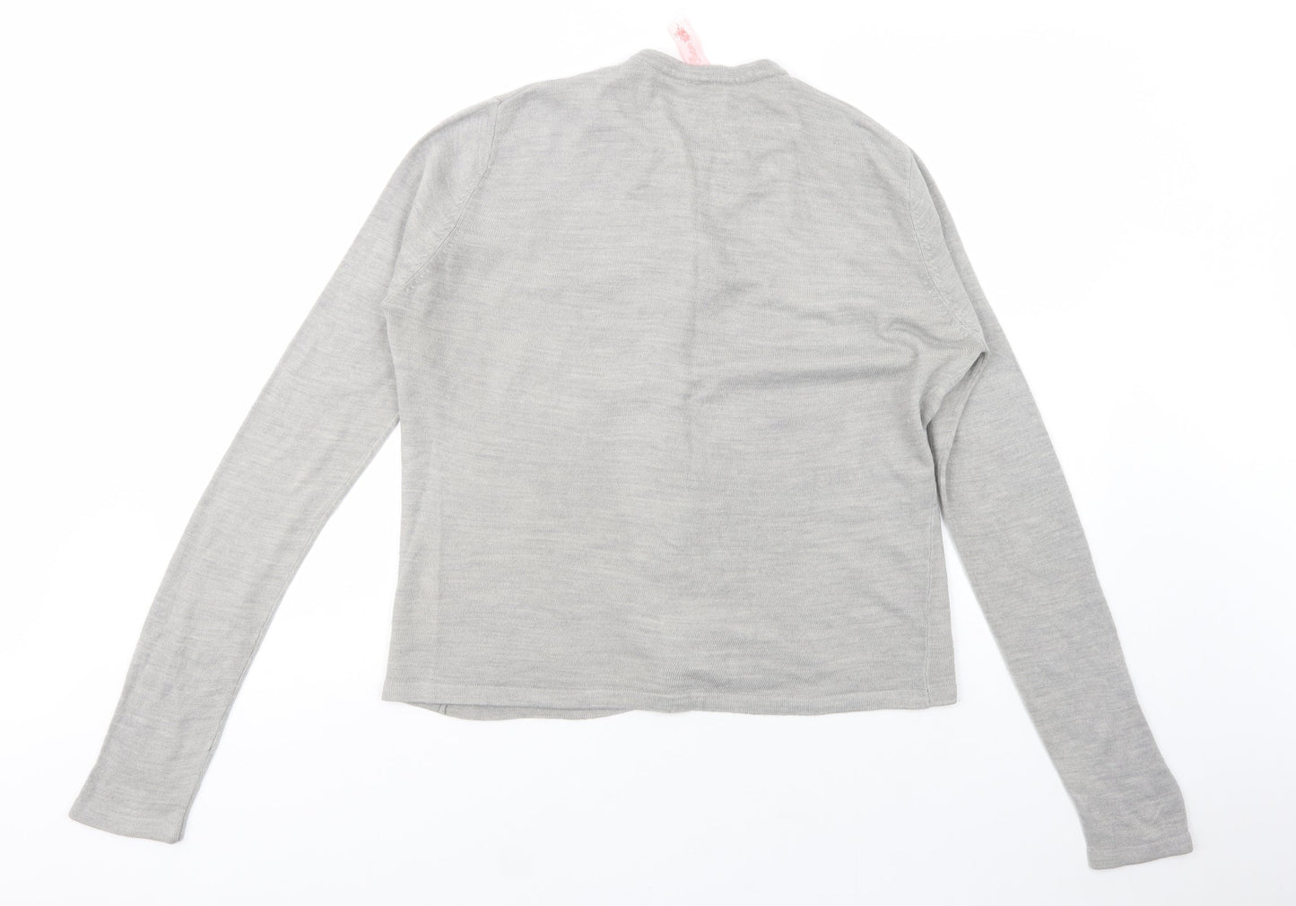 MF Couture Womens Grey Crew Neck  Acrylic Cardigan Jumper Size 16