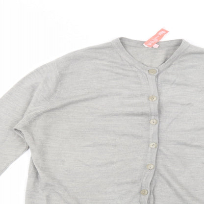 MF Couture Womens Grey Crew Neck  Acrylic Cardigan Jumper Size 16