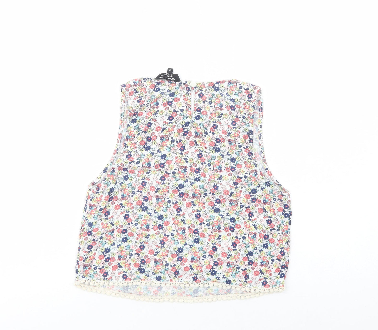 New Look Girls Multicoloured Floral Viscose Pullover Blouse Size 12 Years Boat Neck Button