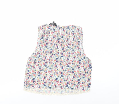 New Look Girls Multicoloured Floral Viscose Pullover Blouse Size 12 Years Boat Neck Button