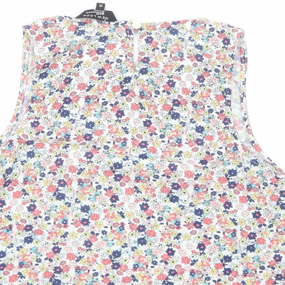 New Look Girls Multicoloured Floral Viscose Pullover Blouse Size 12 Years Boat Neck Button