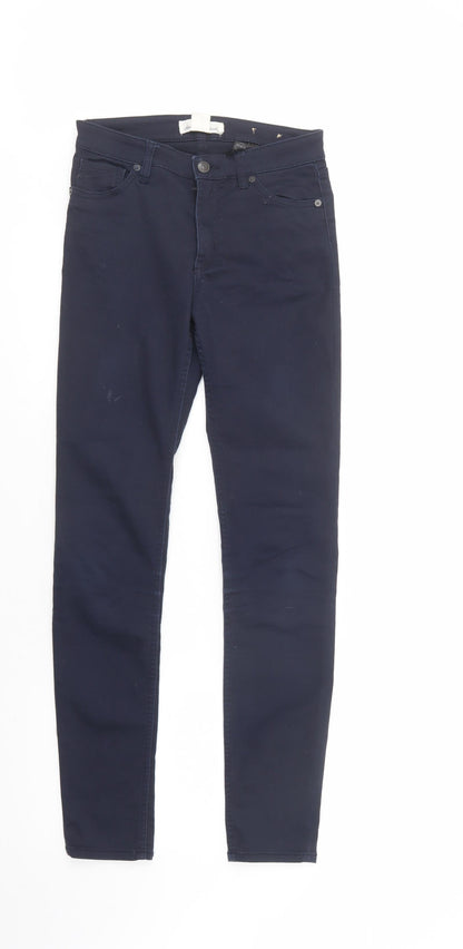 H&M Womens Blue  Cotton Skinny Jeans Size 8 L32 in Regular Button