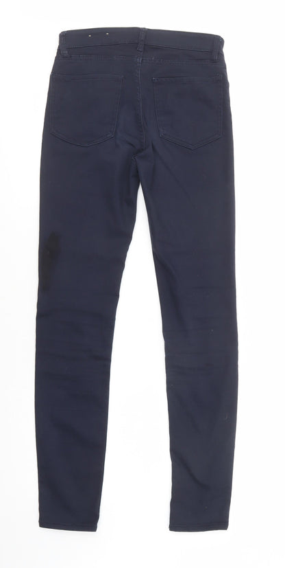 H&M Womens Blue  Cotton Skinny Jeans Size 8 L32 in Regular Button