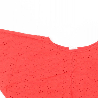 Zara Girls Red  Cotton Pullover Blouse Size 10 Years Crew Neck Pullover