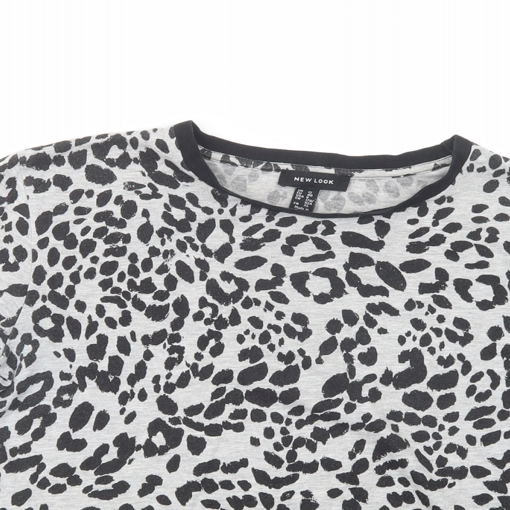 Womens UK Size 12 New Look Grey Basic T-Shirt