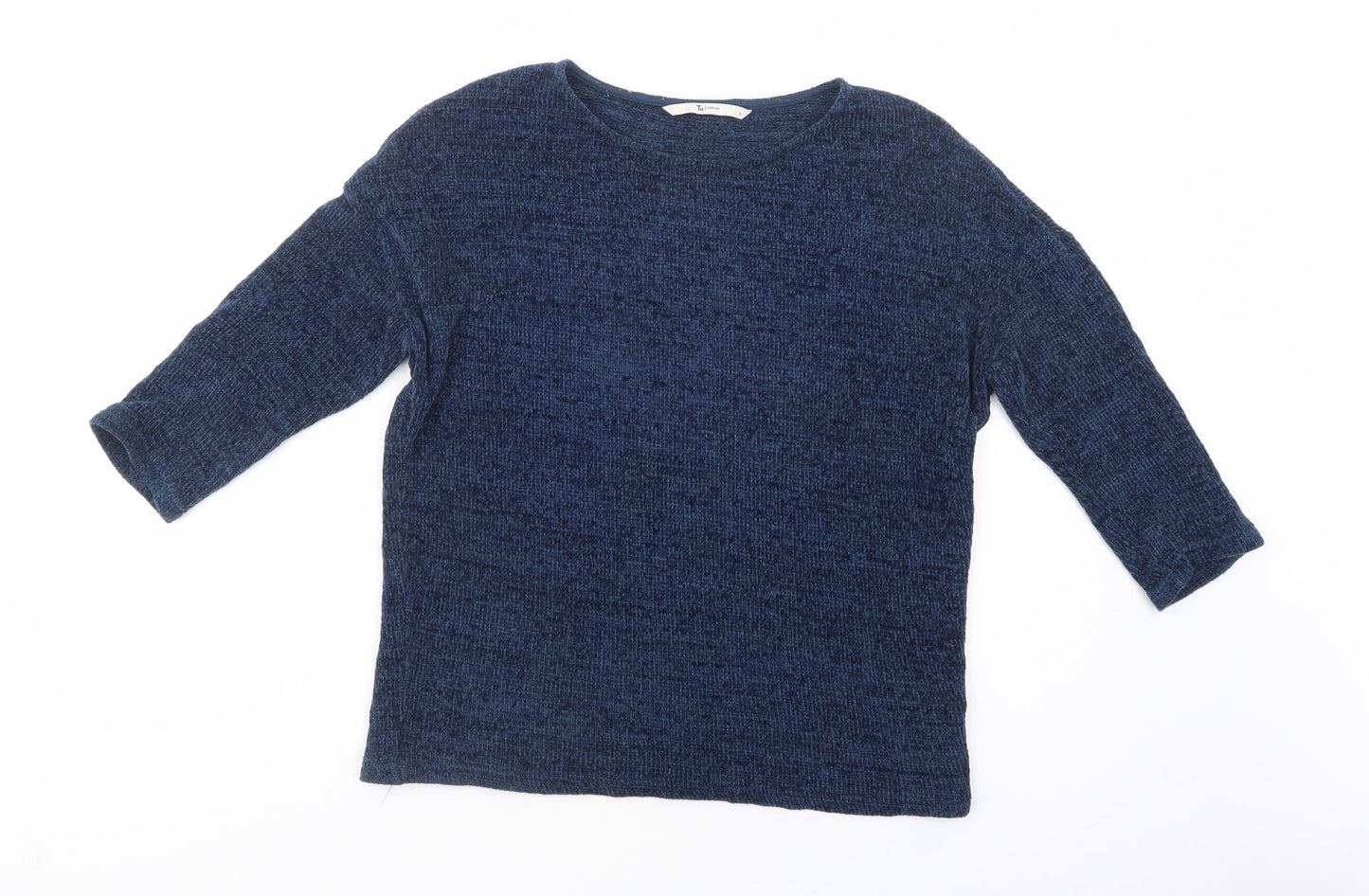 Ty Womens Blue Boat Neck  Acrylic Pullover Jumper Size 8