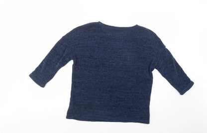 Ty Womens Blue Boat Neck  Acrylic Pullover Jumper Size 8
