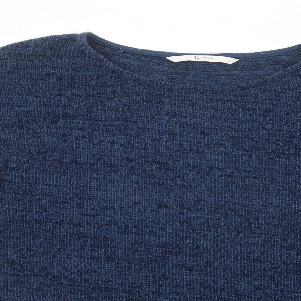 Ty Womens Blue Boat Neck  Acrylic Pullover Jumper Size 8