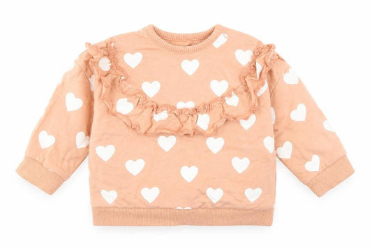 George Baby Pink Geometric Cotton Pullover Jumper Size 3-6 Months  Snap - Heart Print