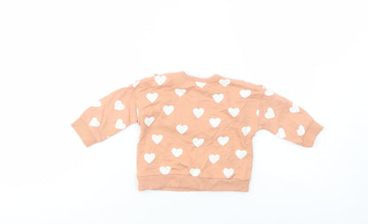 George Baby Pink Geometric Cotton Pullover Jumper Size 3-6 Months  Snap - Heart Print